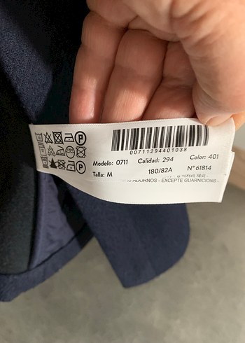 Massimo Dutti Erkek Lacivert Pamuklu Midi Ceket - Görsel 8