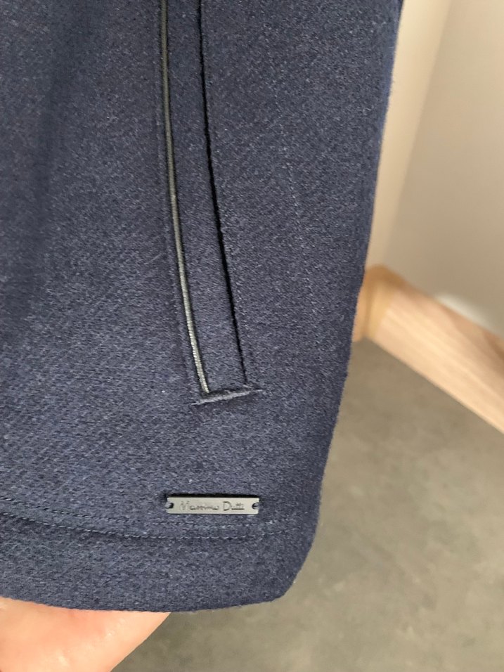 Massimo Dutti Erkek Lacivert Pamuklu Midi Ceket - Görsel 3