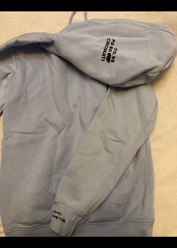 Kadın Gri Kapüşonlu Baskılı Sweatshirt - Görsel 3