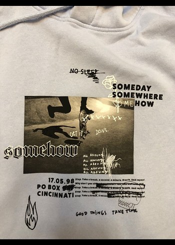 Kadın Gri Kapüşonlu Baskılı Sweatshirt - Görsel 2