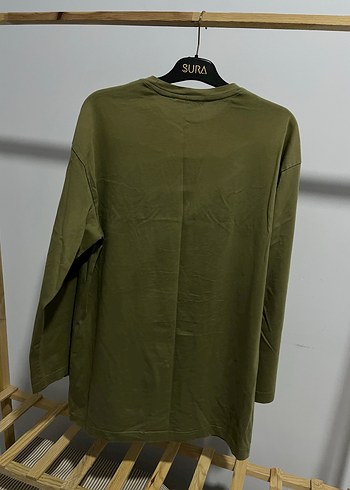 m Beden Haki Uzun Kollu %100 pamuklu Sweatshirt