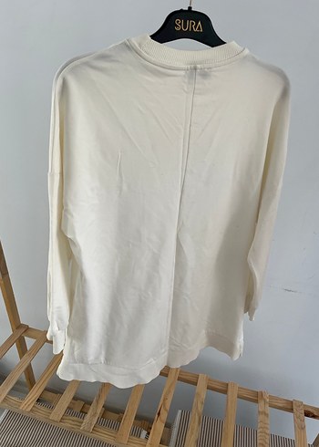 universal Beden Beyaz Kadın Pamuklu Uzun Kollu Sweatshirt