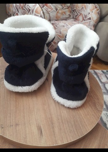 Koyu Mavi Kürklü Sıcak Ev Terliği - Görsel 3