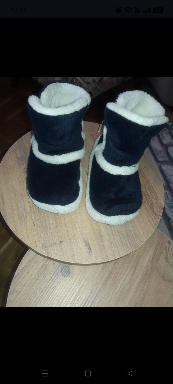 Koyu Mavi Kürklü Sıcak Ev Terliği - Görsel 2