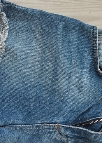 32 Beden mavi Renk Düğmeli Mavi Kadın Kot Şort