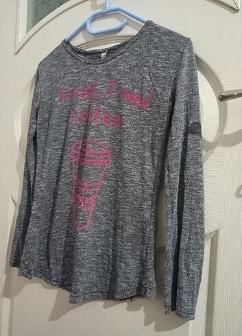 xs Beden gri Renk Kadın ince sweat tshirt