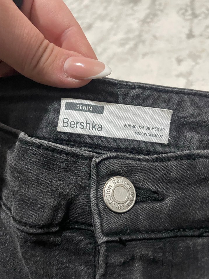 Gri Mini Denim Şort - Görsel 2