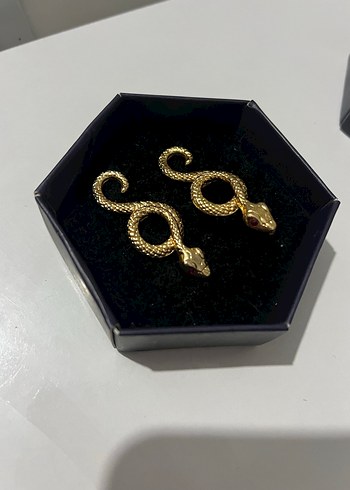 Altın Renk Yılan Figürlü Küpeler - Görsel 7