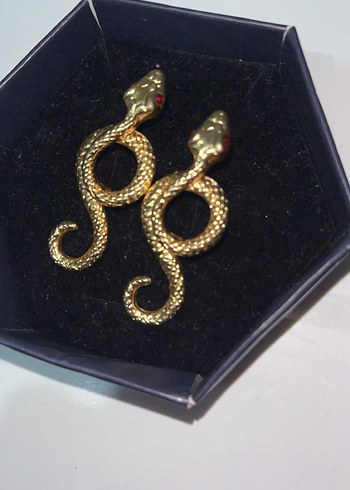 Altın Renk Yılan Figürlü Küpeler - Görsel 5