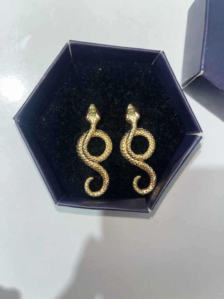 Altın Renk Yılan Figürlü Küpeler - Görsel 2