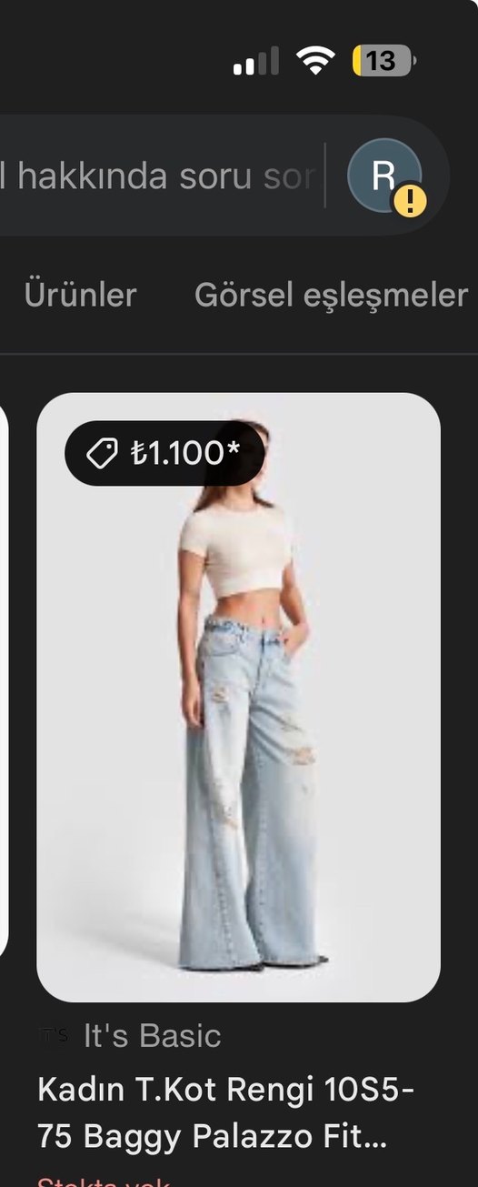 İts basic yırtık baggy palazzo fit jean - Görsel 3