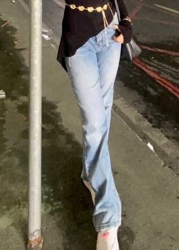 Gri Kadın Bol Kesim Midi Denim Pantolon - Görsel 8