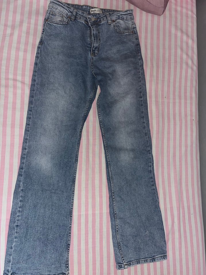 Gri Kadın Bol Kesim Midi Denim Pantolon - Görsel 3