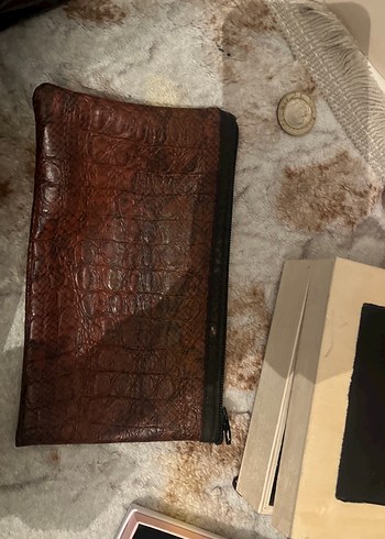 American Vintage Kahverengi Yilan Desenli Deri Kadin Portfoy Canta