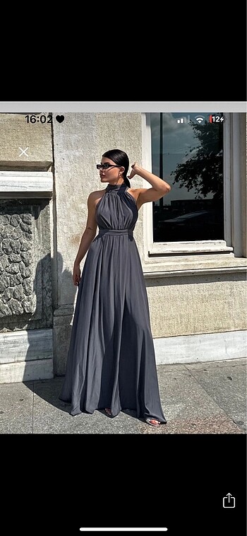 Zara Saten Yırtmaçlı elbise