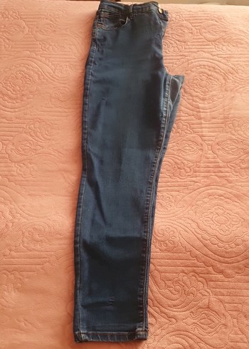42 Beden Kadın Fermuarlı Mavi Denim Jean