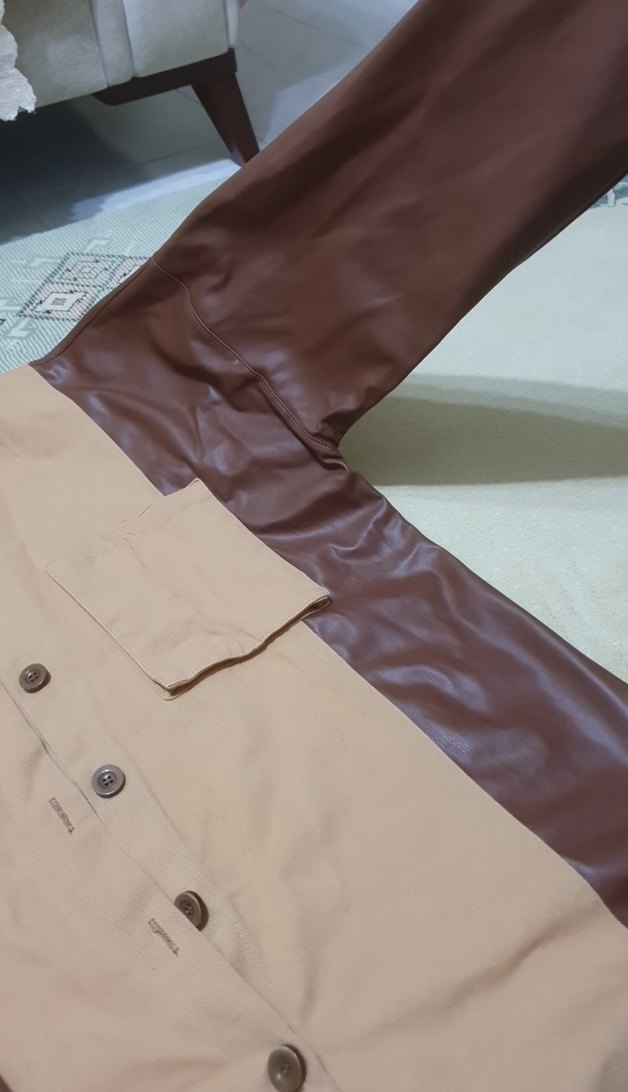 Bej Düğmeli Kadın Deri Gömlek Ceket - Görsel 3