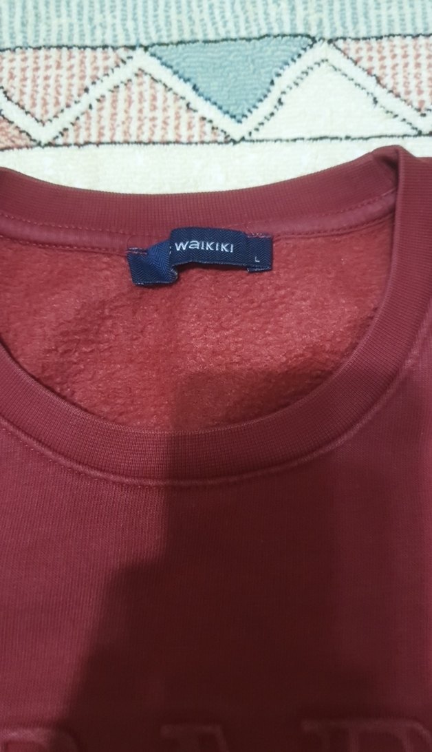 Bordo Erkek Sweatshirt Bisiklet Yaka - Görsel 2