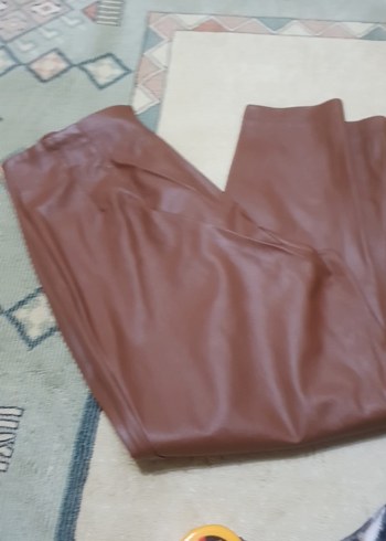 Düğmeli Kahverengi İçi Süet Kadın Deri Pantolon - Görsel 3