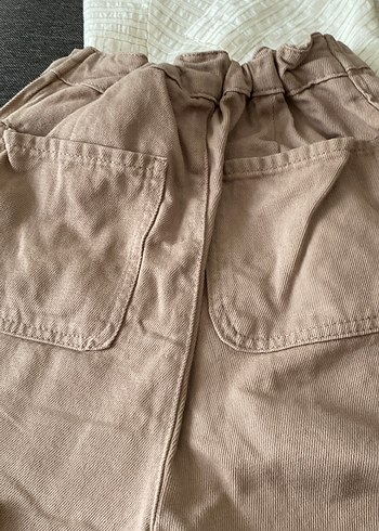 Düğmeli Bej Keten Kadın Pantolon - Görsel 2