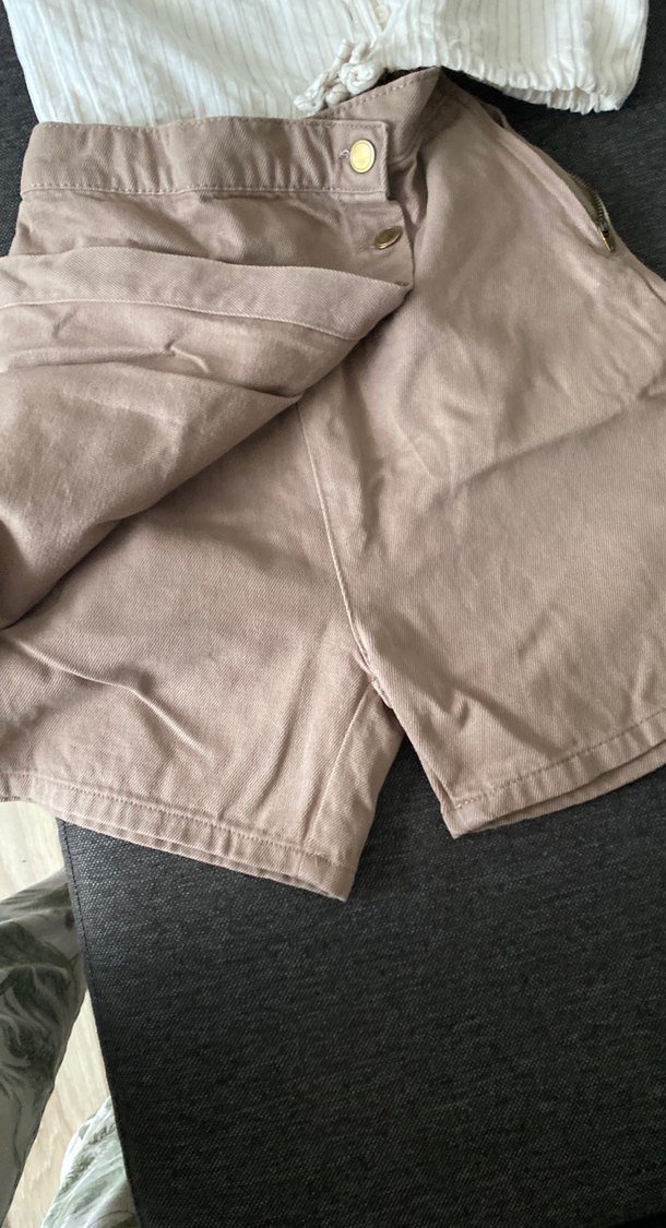 Bej Keten Düğmeli Kadın Gömlek - Görsel 2