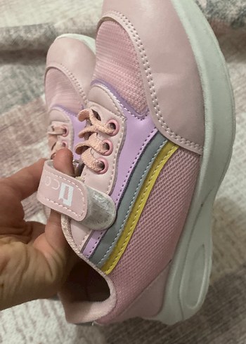 Kız Çocuk Pembe Bağcıklı Cırt Cırtlı Spor Ayakkabı - Görsel 3