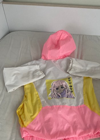 Kız Çocuk Çok Renkli Kapüşonlu Fermuarlı Yağmurluk - Görsel 3