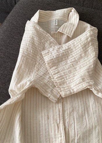 Bej Keten Kadın Gömlek - Görsel 2