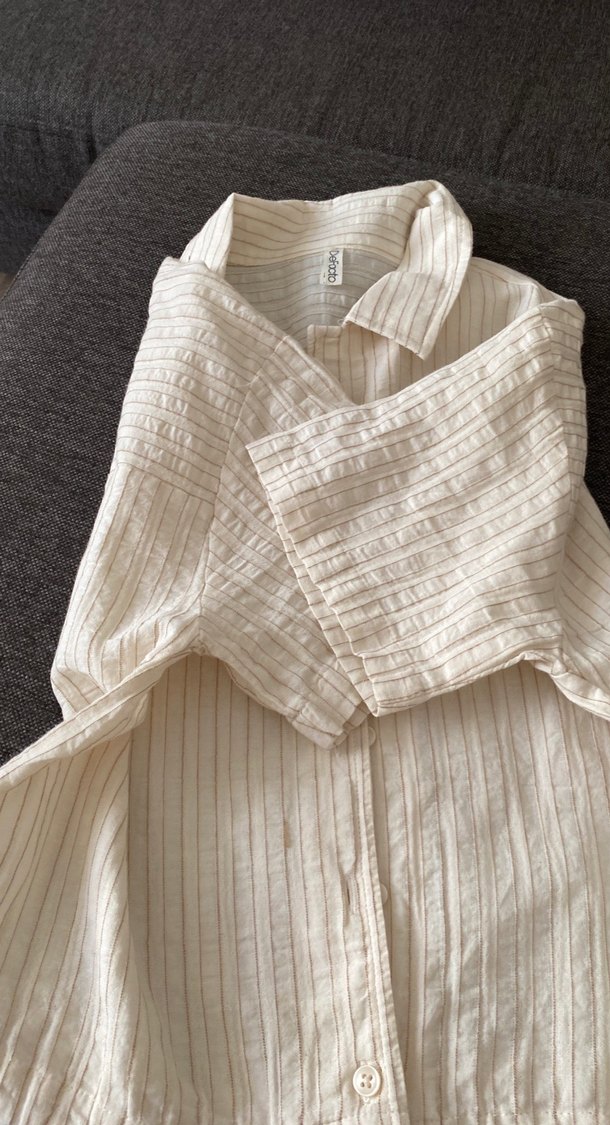 Bej Keten Kadın Gömlek - Görsel 2