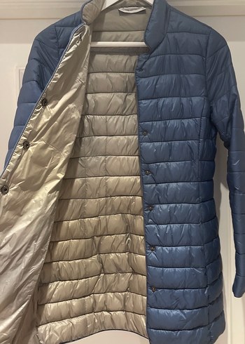 Home Store Düğmeli Midi Mavi Kadın Mont