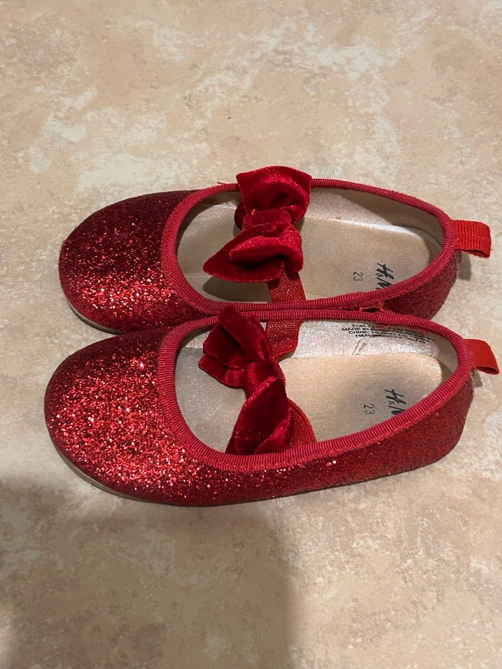 Kız Çocuk Kırmızı Simli Babet Ayakkabı - Görsel 2