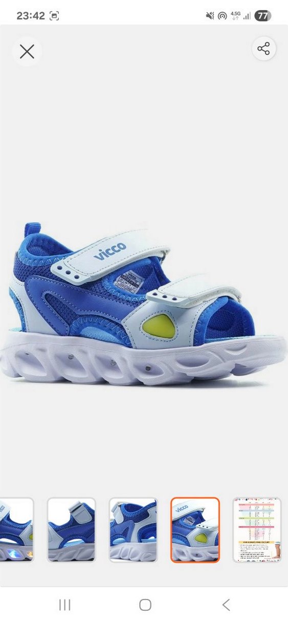 Mavi Erkek Çocuk Işıklı Cırtlı Sandalet - Görsel 2