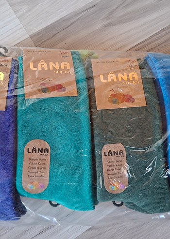 Lana Mavi Midi Yün Çorap 36/40 - Görsel 6