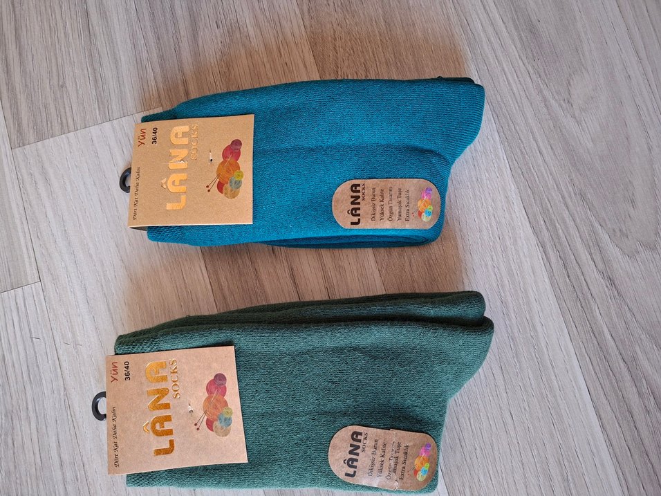 Lana Mavi Midi Yün Çorap 36/40 - Görsel 5