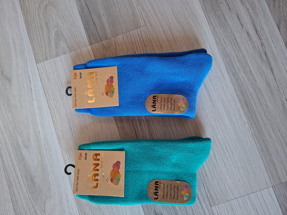 Lana Mavi Midi Yün Çorap 36/40 - Görsel 4