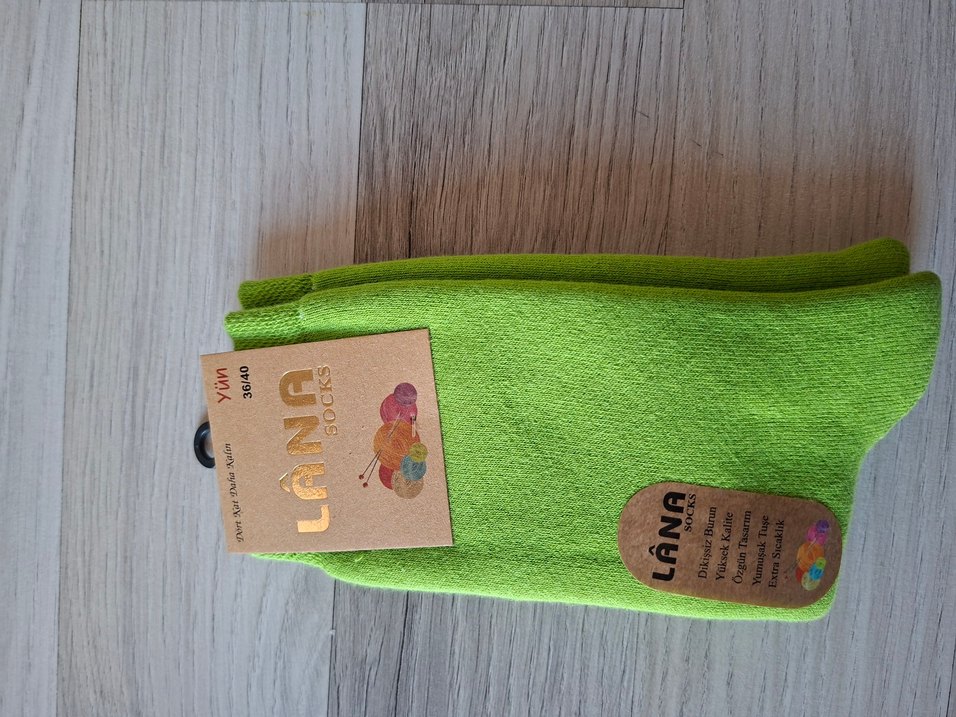 Lana Mavi Midi Yün Çorap 36/40 - Görsel 3