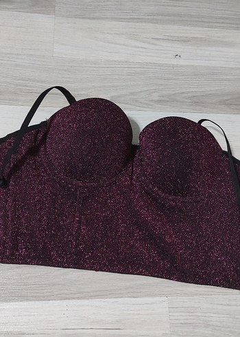 diğer Beden Bordo Parlak Straplez Mini Büstiyer