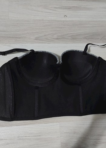 Diğer Gri Straplez Düğmeli Gotik Büstiyer