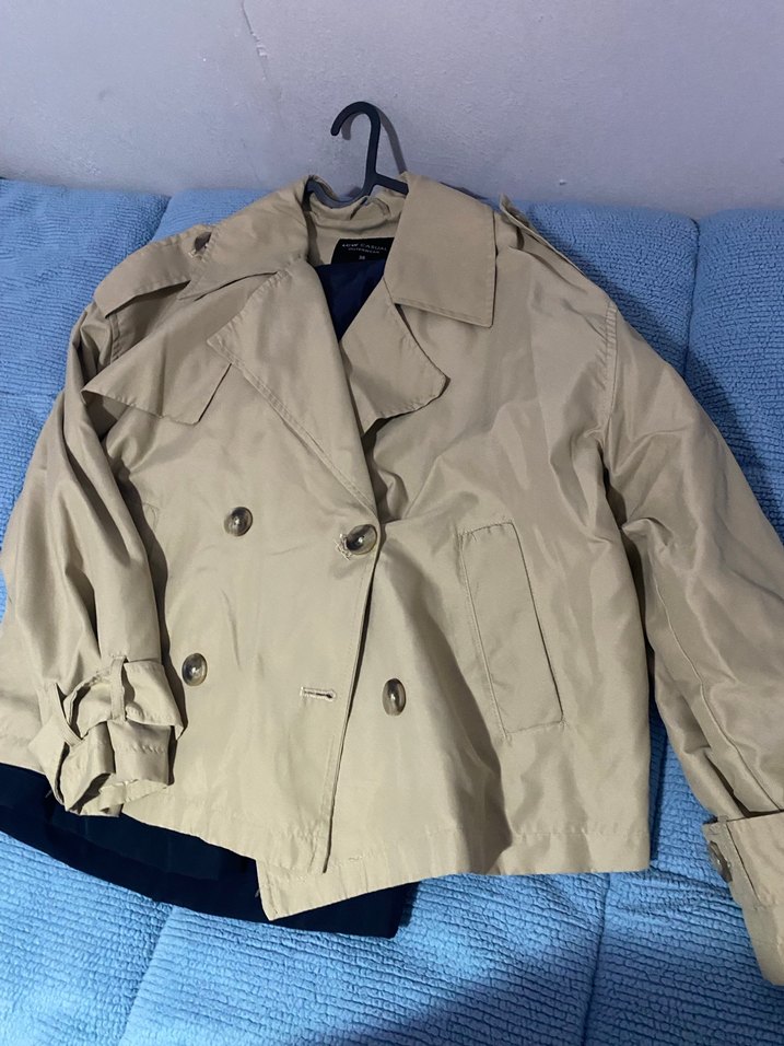 Bej Düğmeli Midi Kadın Trençkot - Görsel 3