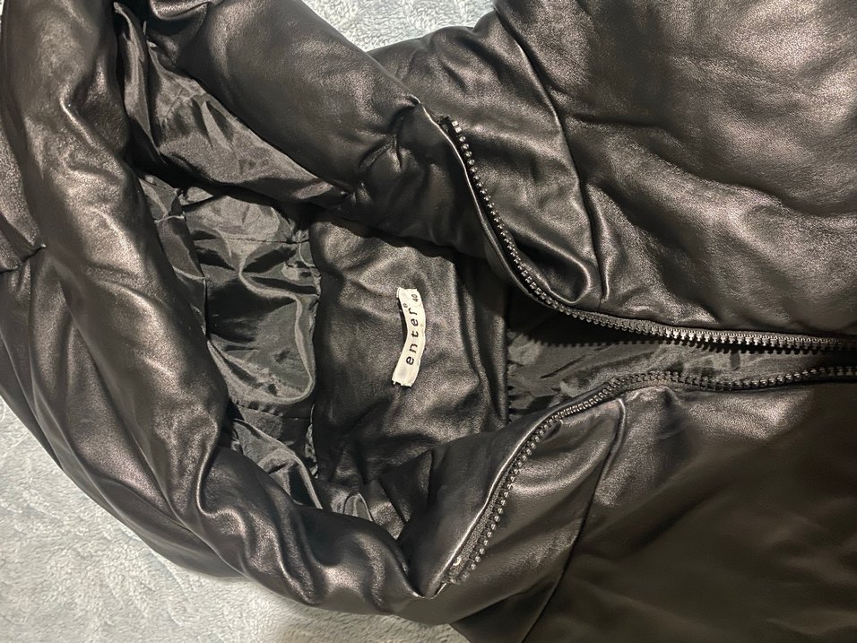 Kadın Siyah Deri Kürklü Kapüşonlu Yelek - Görsel 2