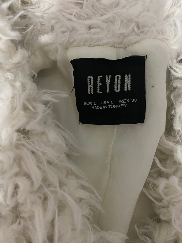 Kadın Beyaz Suni Kürk Midi Ceket - Görsel 3