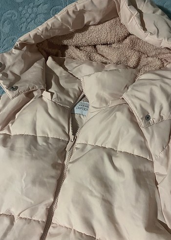 Toz pembe Kadın Midi Kışlık Mont Yüksek Yakalı - Görsel 3