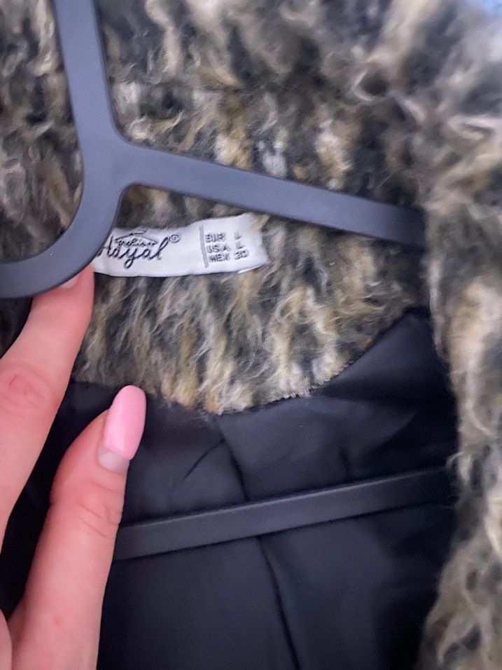 Kahverengi Zebra Desenli Midi Kadın Suni Kürk - Görsel 3