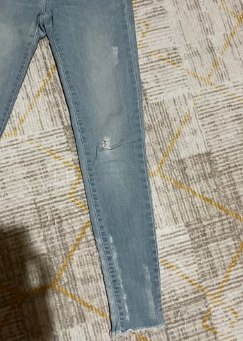 Kadın Mavi Bağcıklı Skinny Denim Jean - Görsel 6