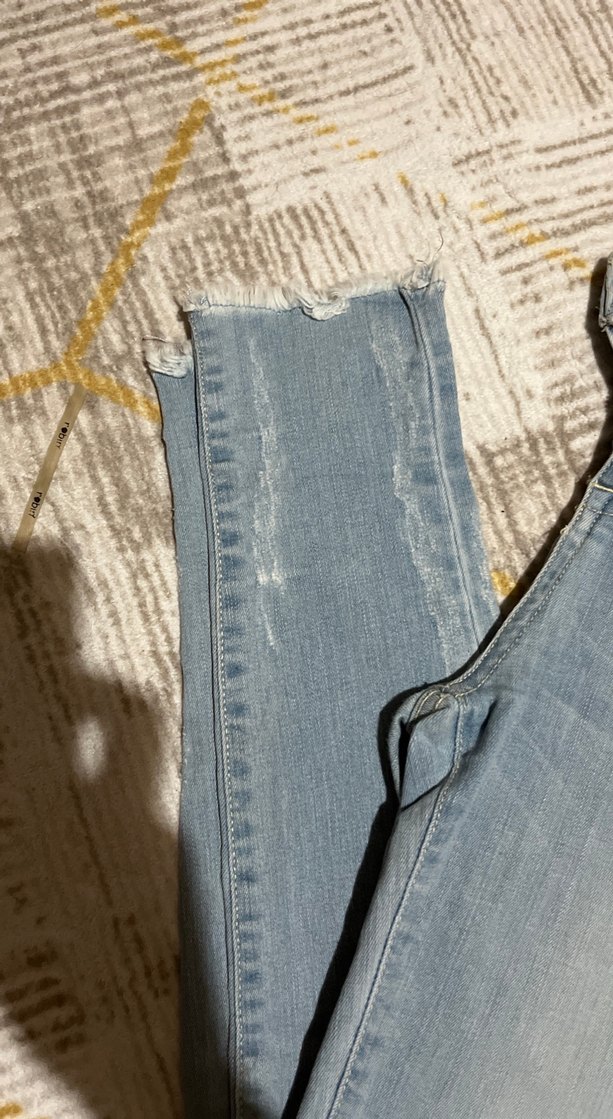 Kadın Mavi Bağcıklı Skinny Denim Jean - Görsel 3