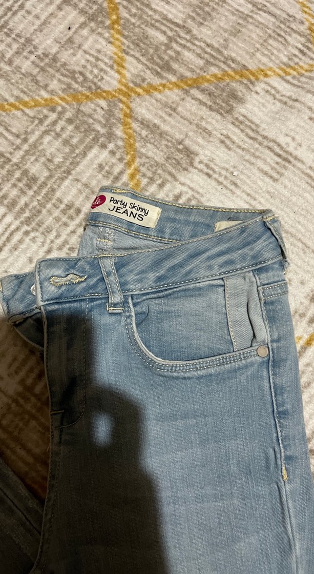 Kadın Mavi Bağcıklı Skinny Denim Jean - Görsel 5