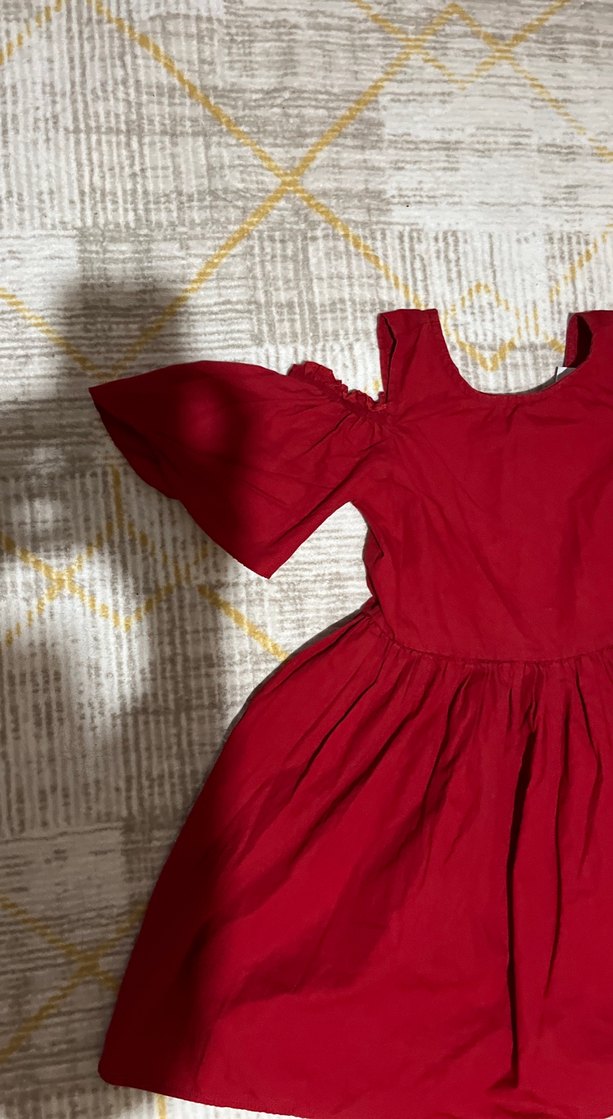 Bordo Kız Çocuk Fırfırlı Bohem Elbise - Görsel 2