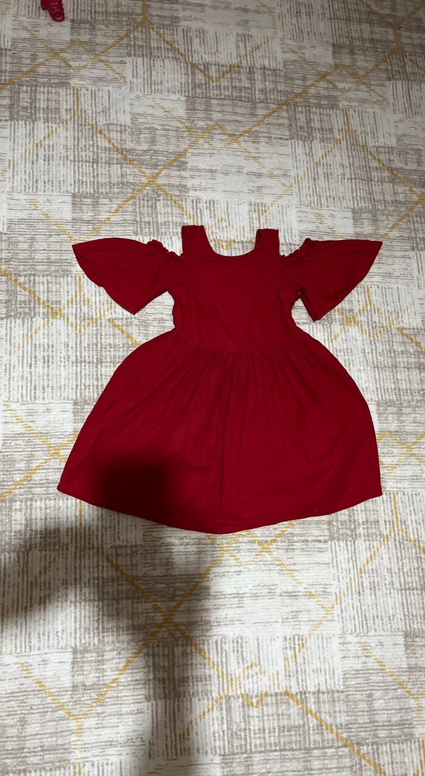 Bordo Kız Çocuk Fırfırlı Bohem Elbise - Görsel 3