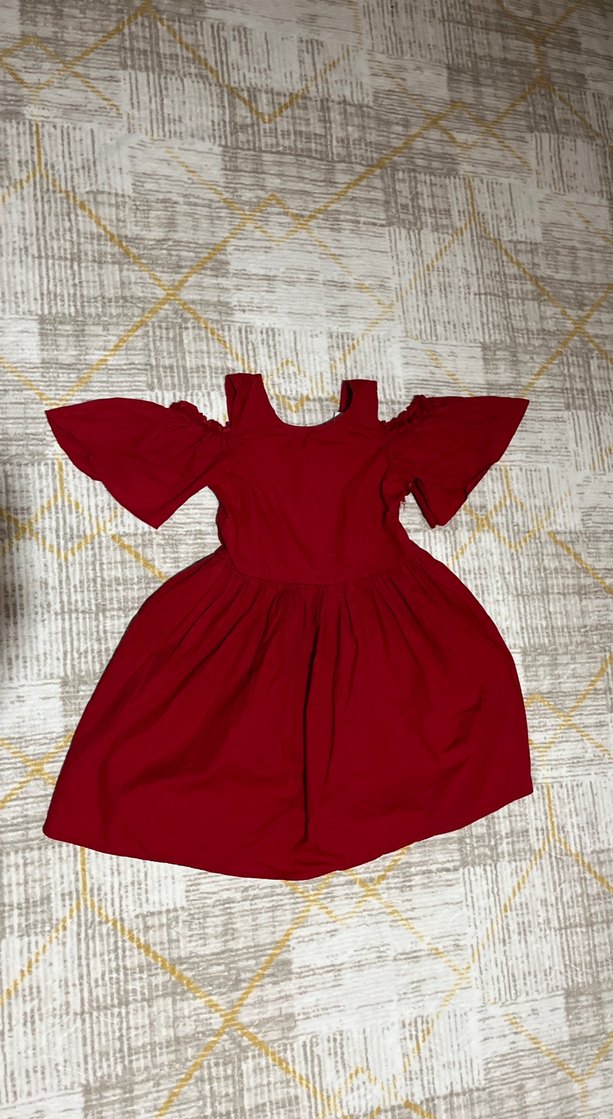 Bordo Kız Çocuk Fırfırlı Bohem Elbise - Görsel 4