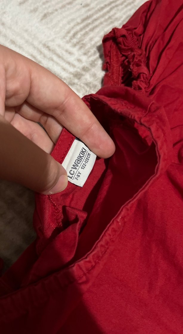 Bordo Kız Çocuk Fırfırlı Bohem Elbise - Görsel 5